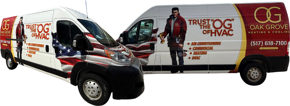 Two Oak Grove Heating and Cooling work vans