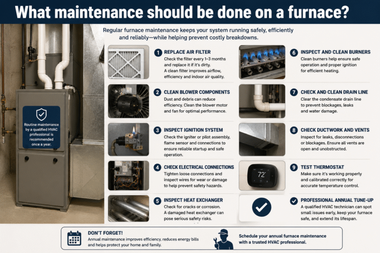 What maintenance should be done on a furnace? 