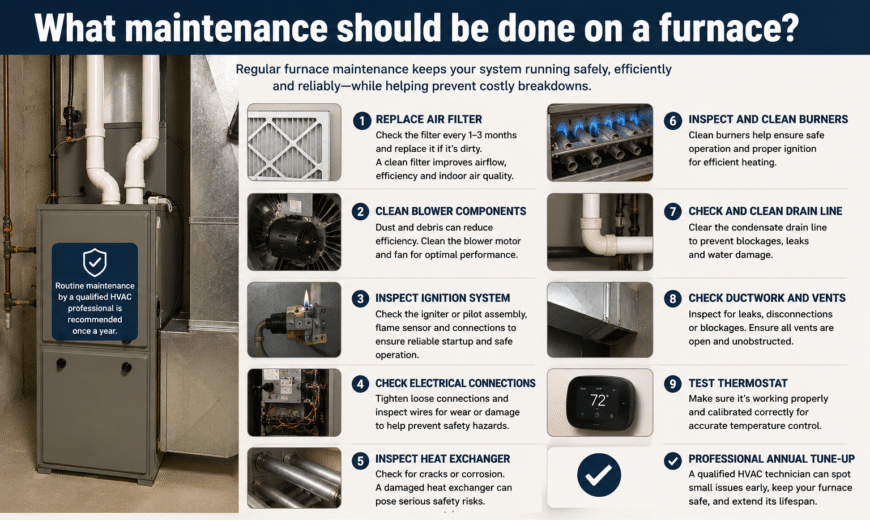 What maintenance should be done on a furnace? 